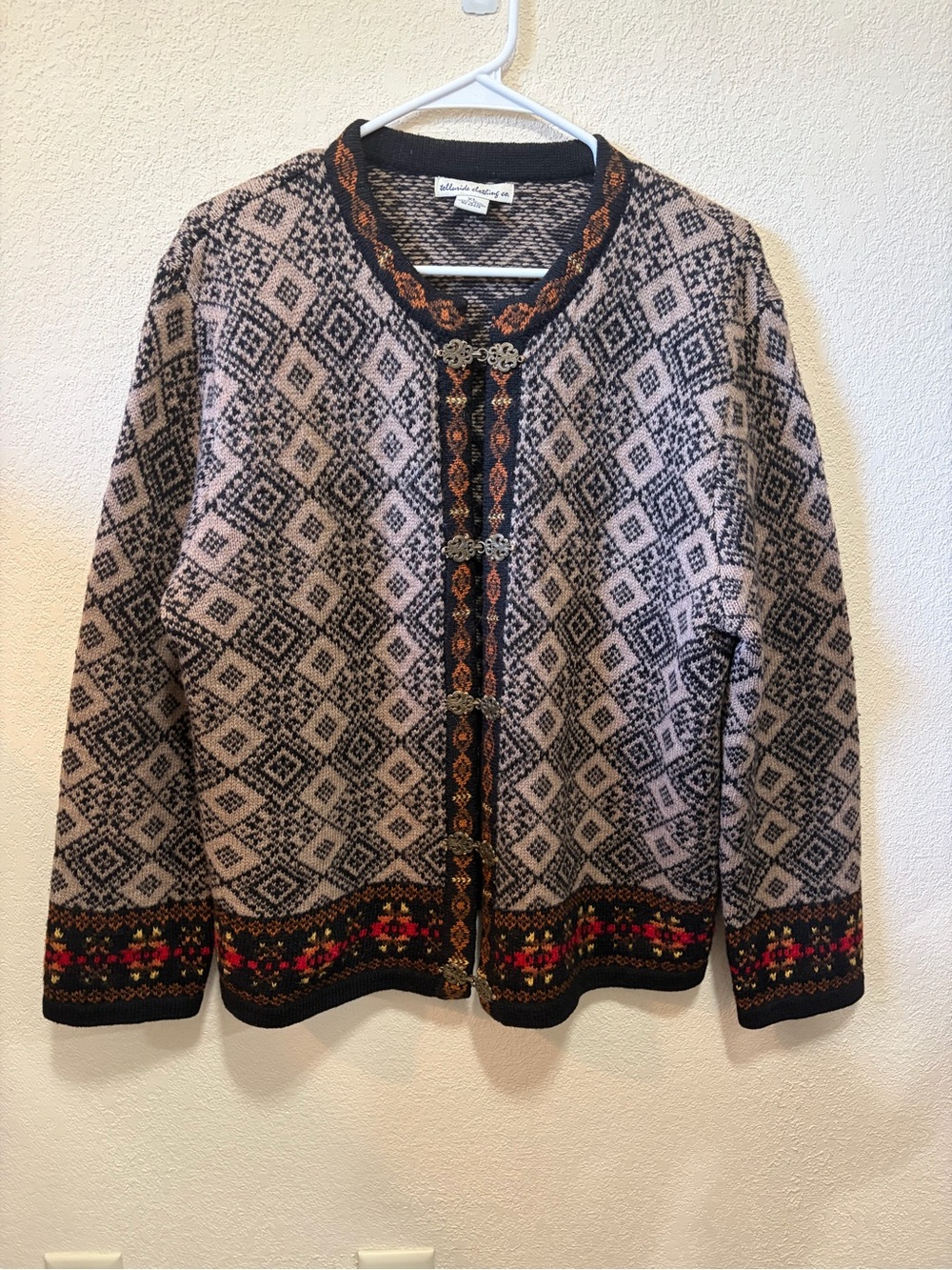 Telluride Clothing Co. Folk Cardigan Nordic Fair-Isle Plush Wool Sweater